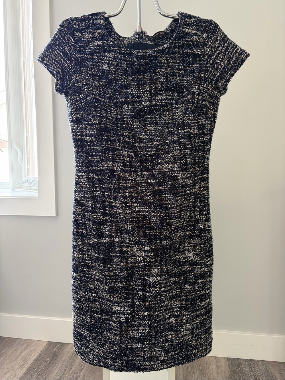 Banana Republic Navy & White Tweed Dress
